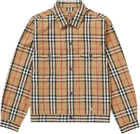 burberry supreme trucker jacket|Supreme Burberry Denim Trucker Jacket Beige Men's .